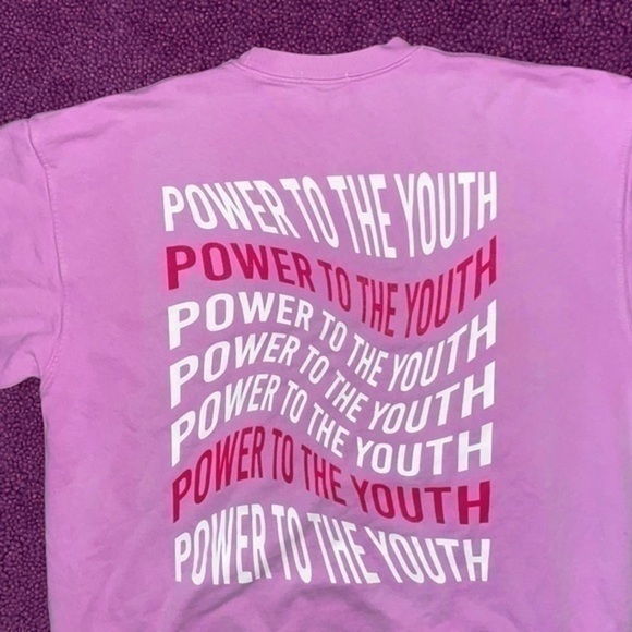 Mayfair the label power to the youth crew pullover sweatshirt in lilac one size - Picture 8 of 12